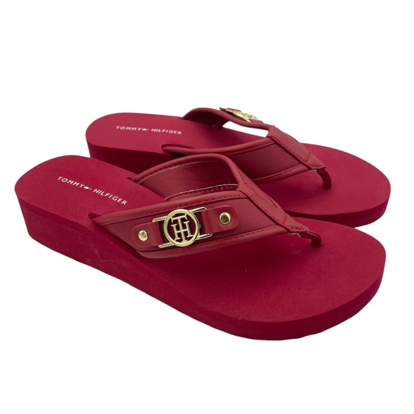 TOMMY HILFIGER Rumia red flip-flop women's sandals Size 6M - Picture 2 of 8